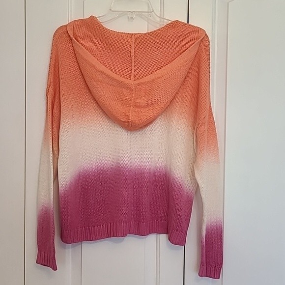 Lou & Grey Dip Dyed Pink & Orange Hooded Pull Over sweater Women’s Size small - Picture 5 of 9